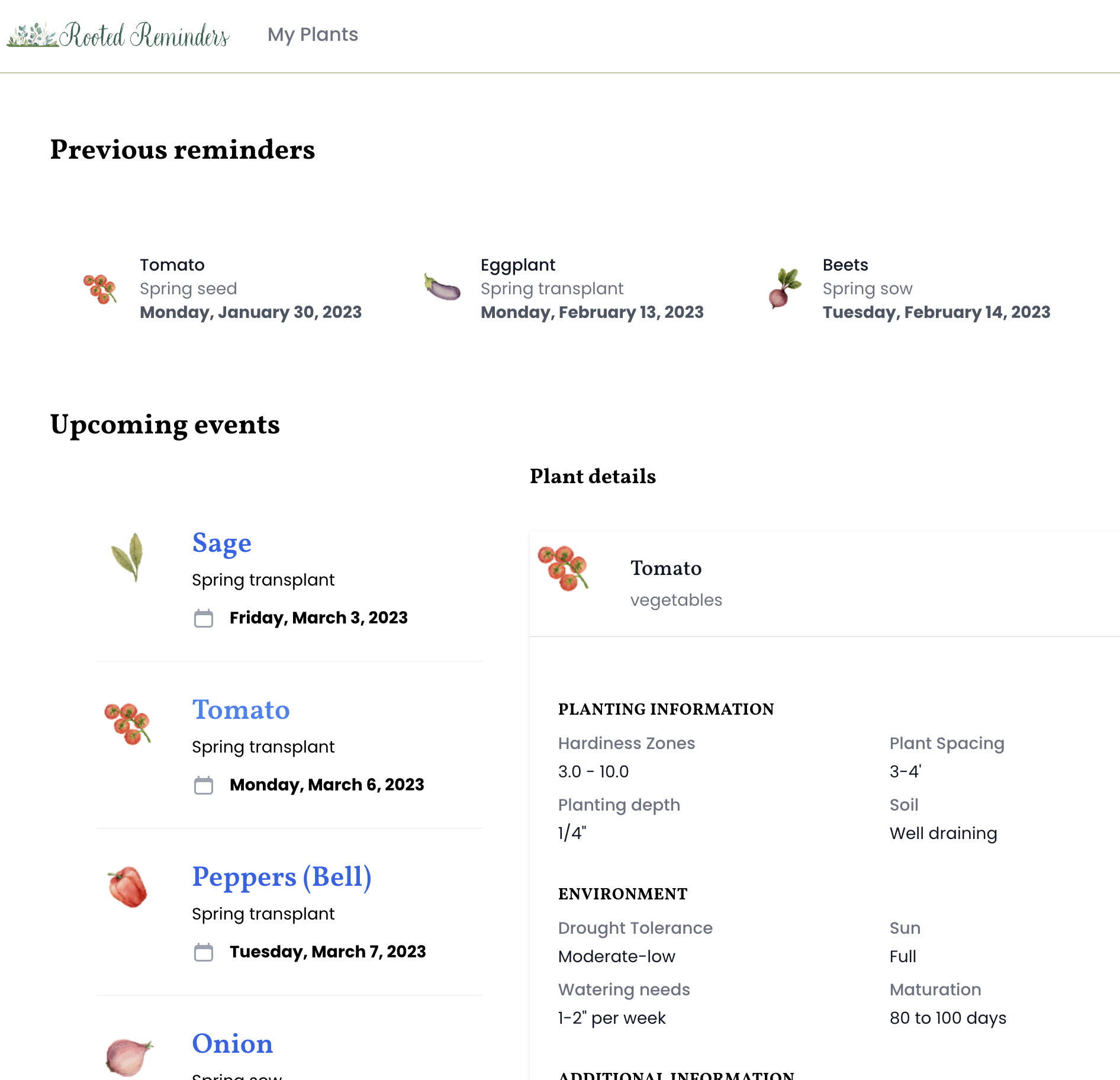 Rooted Reminders product screenshot
