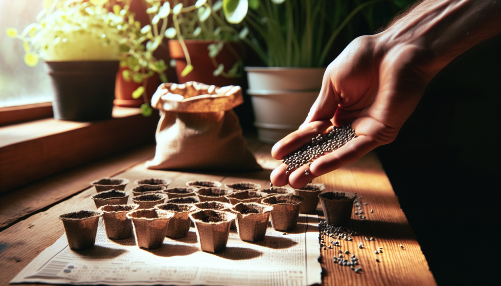 person adding seeds to tray