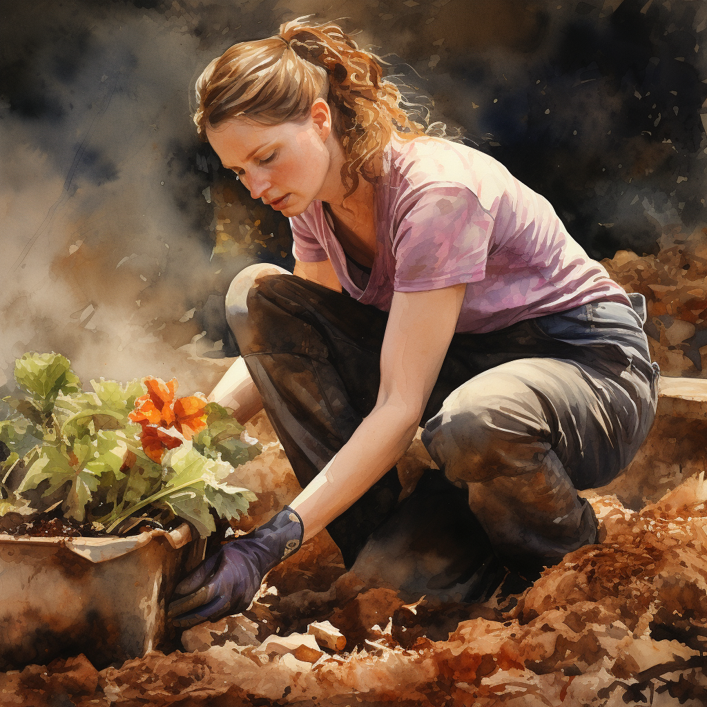 woman prepping garden soil